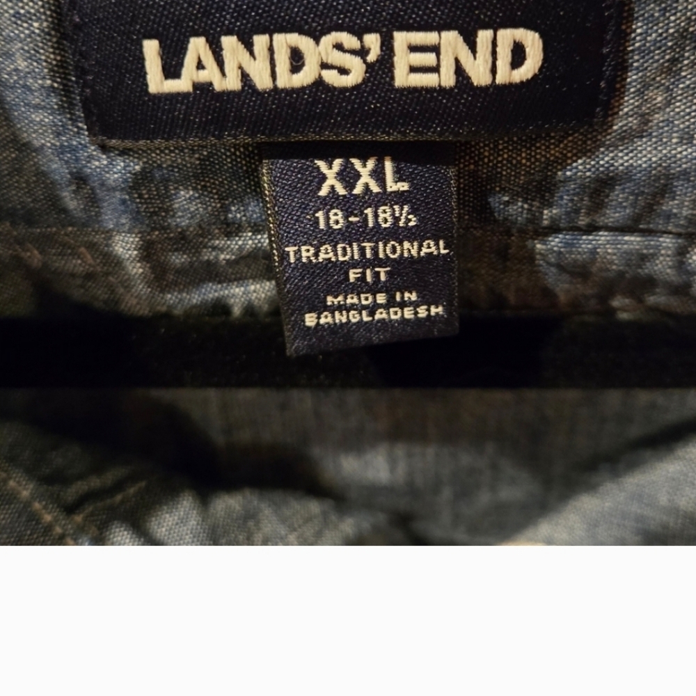 👕 👕2 For 1!!! Men's Dress Shirts American Eagle Dots & Land's End Chambray - Picture 8 of 10